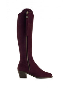  The Regina Heeled Plum Suede Boot - Sporting Fit