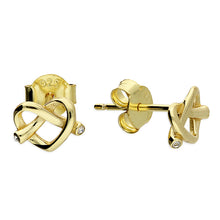  14ct Gold Plated Heart Knot Crystal Earrings