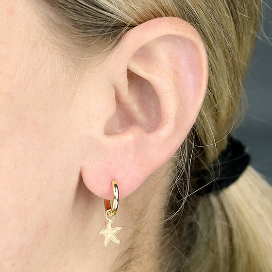 18ct Gold Plated Star Huggie Hoop Earrings