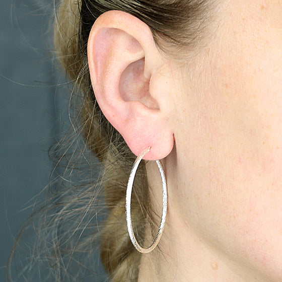 Sterling Silver Diamond Cut Twist Hoop Earrings