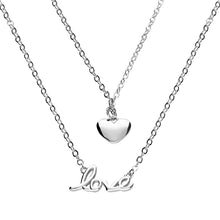  Sterling Silver Heart & Love Wording -Double chain
