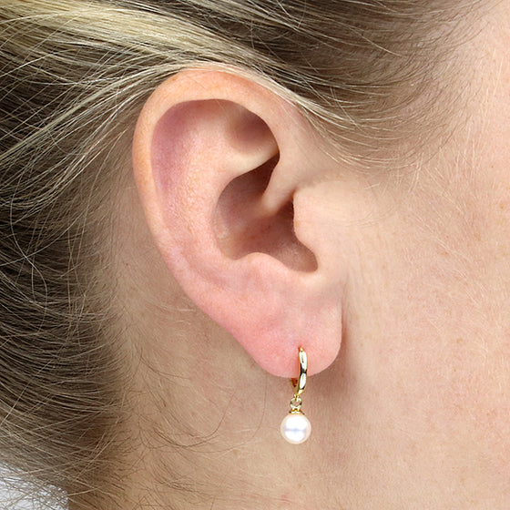 14ct Gold Plated Hoop & Freshwater Pearl Earring