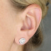 Sterling Silver Flower & CZ Stud Earrings