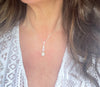 Freshwater Pearl Vintage Drop CZ Silver Necklace